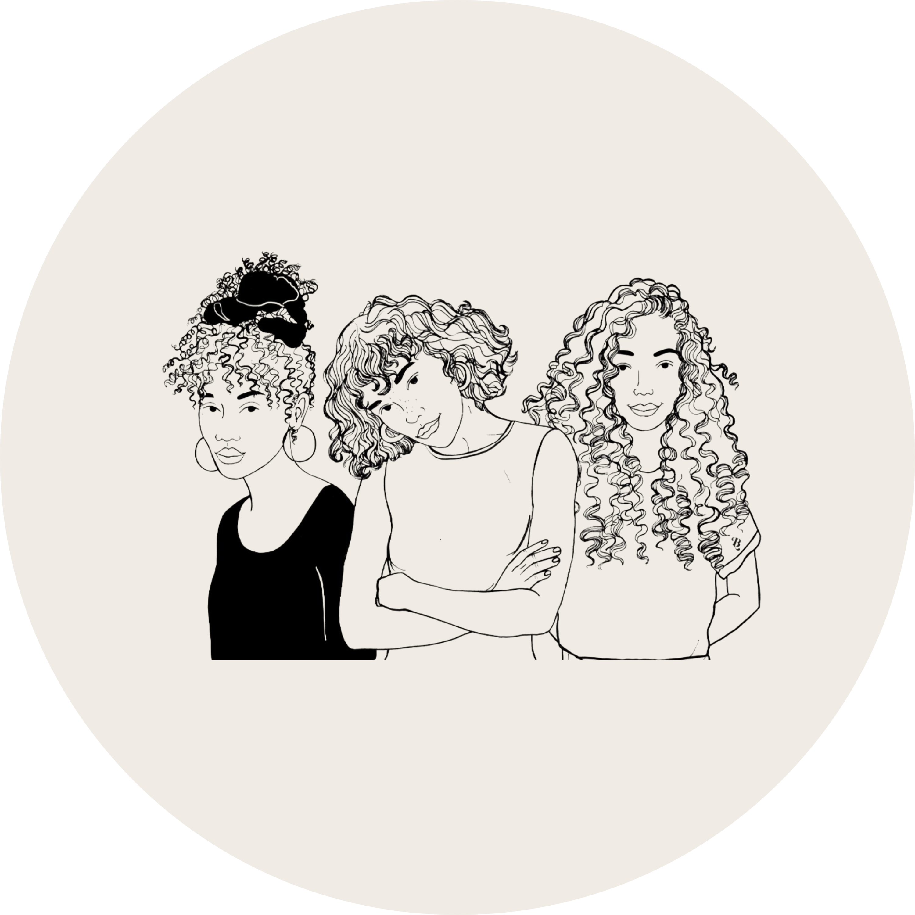 Icon mit drei Frauen mit lockigem Haar