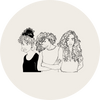 Icon mit drei Frauen mit lockigem Haar